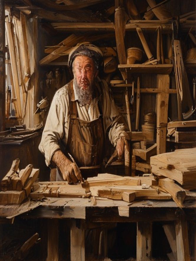 Maestro falegname nel laboratorio Scala Nobile
